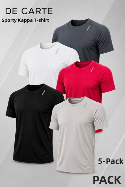 De Carte 5 Pack Kappa Fabric Athletic Breathable Sports T-Shirt with Reflecti...