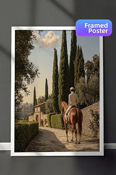 Postifull Poster Cal și Călăreț, Poster în cadru alb, Seria Old Money, NR:113142