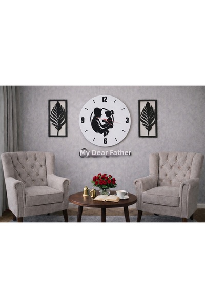 mrchediyesepeti My Dear Father Themed Wall Clock 40 cm Flowers 30 Cmmrc Gift ...