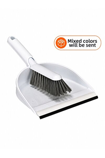FERAH PLASTİK Brush and Dustpan Set Rubber Tipped Hand Broom with Clip-On Han...