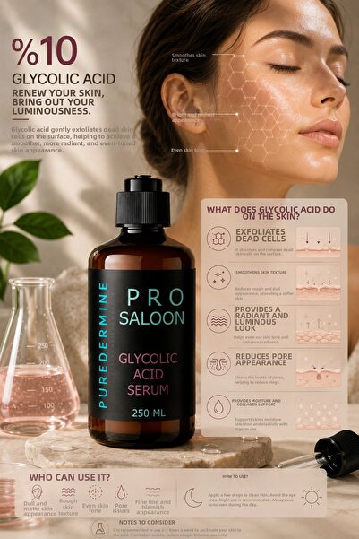 Puredermine Salon Boy 250 ml with a Powerful Formula Containing 10% Glycolic ...