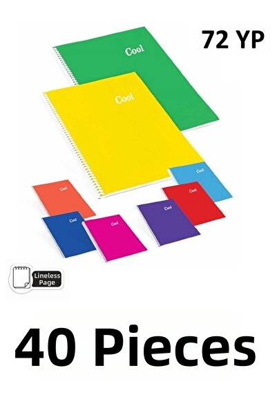 KESKİN COLOR 40 قطعة دفتر ملاحظات حلزوني مقاس A4، 72 ورقة، غير مسطر (عادي)، غ...