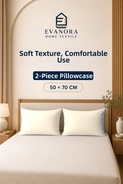 evonora Set de 2 huse de pernă Evanora Home Textile Seria Riva Ecru 50 x 70 cm