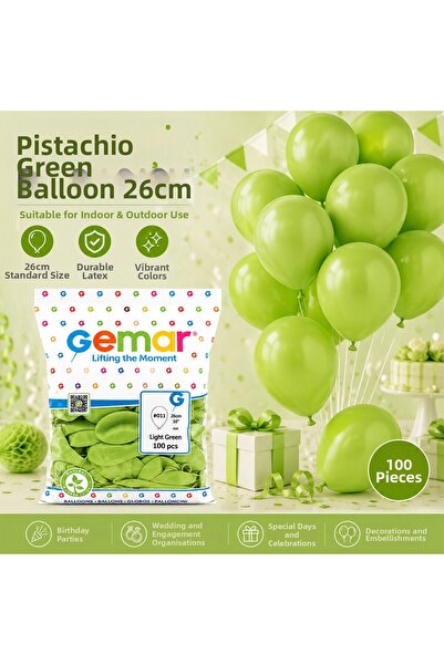 Marsilyan Indoor - Pistachio Green Balloon 10 Inc - 26cm - 100Pcs () Ilkel-Gr...