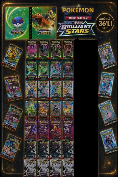 Abetto Market Pokemon Game Card 9 Sets in One Including a Total of 36 Packs and Album