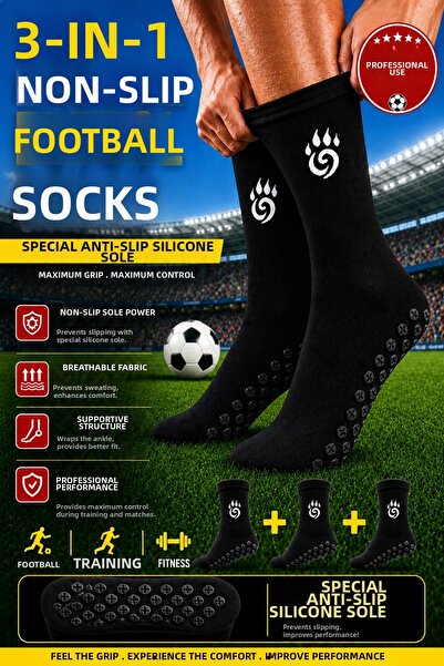 BS BEYAZ SHOES Șosete de fotbal profesionale cu talpă din silicon anti-alunec...