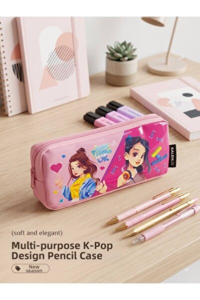 tüftürük Multi-Purpose K-Pop Design Pencil Case Pink