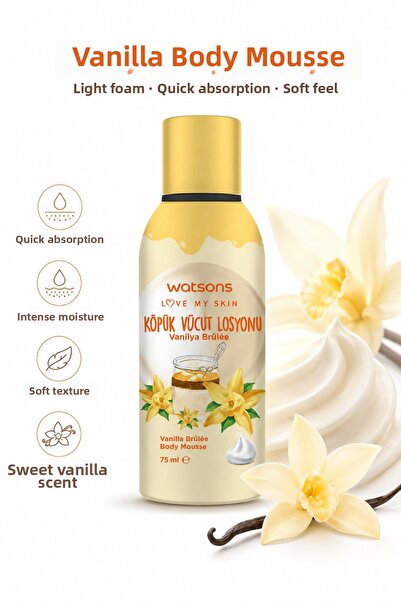 Watsons Lightweight & Fast-Absorbing Vanilla Scented Body Foam Lotion 75 ml