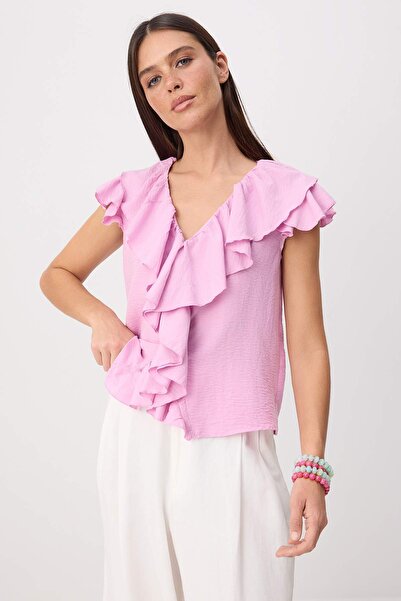 Trendyol Collection Light Pink Ruffle Detail Woven Blouse Twoss26Bz00766