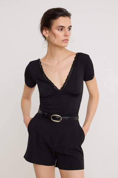 Trendyol Collection Black Knitted Bodysuit Twoss26Bd00036