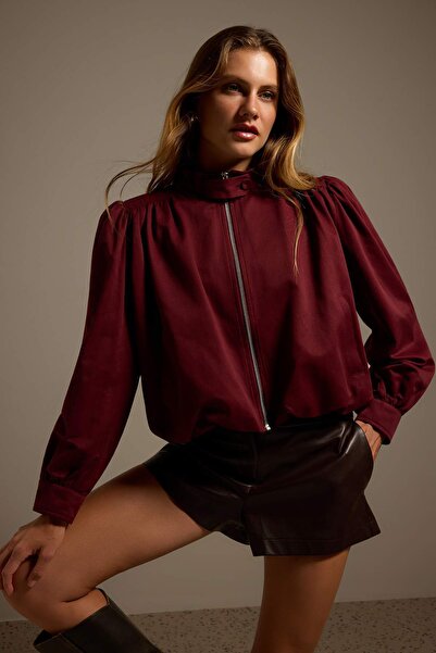 Trendyol Collection Burgundy Balloon Regular Coat Twoaw27Mo00086