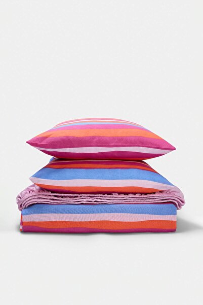 TRENDYOLMİLLA HOME Set de cearșafuri de pat dublu, cu dungi colorate și elastic