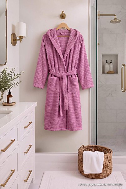 TRENDYOLMİLLA HOME Striped Robe with Tie Detail Tphss25Nz00000