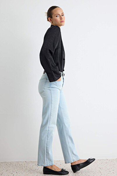 Trendyol Collection Premium Az Flexible Light Blue Regular Waist Slim Straigh...