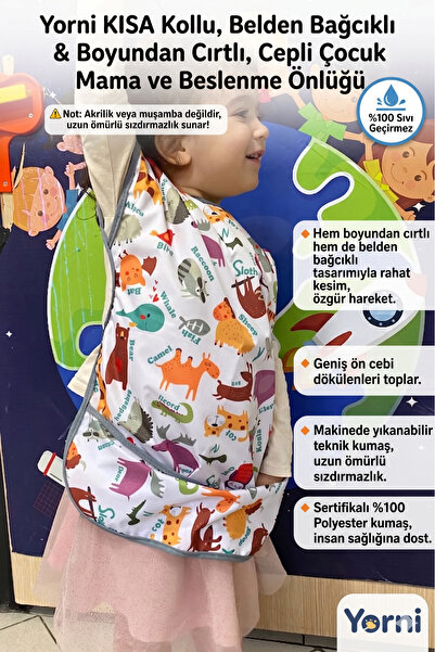 yorni 3-6yaş, Zoo, Kısa Kollu, Sıvı Geçirmez Makinede Yıkanabilir, Çocuk Faal...