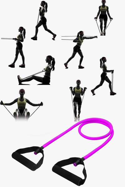 Spor Byfit Pilates Resistance Band with High Hard Handle + Balance Ball + Pilates Band - Set of 3