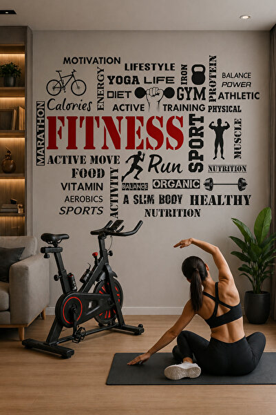 KT Decor Κλειδιακές λέξεις και εικόνες γυμναστικής Αυτοκόλλητο τοίχου ενός τε...