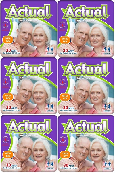 ACTUEL Actual Yetişkin Bezi Bel Bantlı m - Medium - Medium 180 Pieces (6Pk*30)