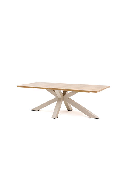 Vivarel CROSS Alüminyum Bahçe Yemek Masası Doğal Meşe Görünümlü 220 cm