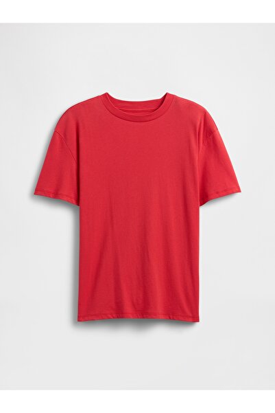 GAP Erkek Çocuk Kırmızı Everyday Soft Relaxed Bisiklet Yaka T-Shirt