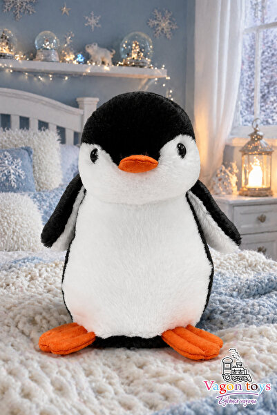 vagontoys Penguen Peluş Oyuncak Siyah Beyaz Gerçekçi Tasarım Uyku Arkadaşı – ...