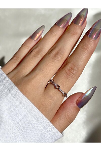 Eylülün Takısı Women's Silver Color Stone Tiny Heart Ring