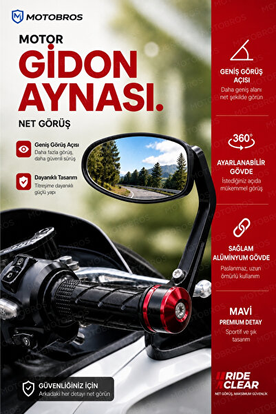 Motobros MOTOSİKLET AYNA MOTOSİKLET GİDON AYNASI MOTOR AYNA YAN AYNA TAKIMI G...