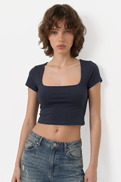 No Matter What Square Neck Short Sleeve Basic Crop