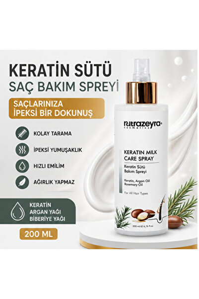 Nutrazeyra Cosmetics Keratin Sütü Saç Bakım Spreyi 200 ML | Durulanmaz Kerati...
