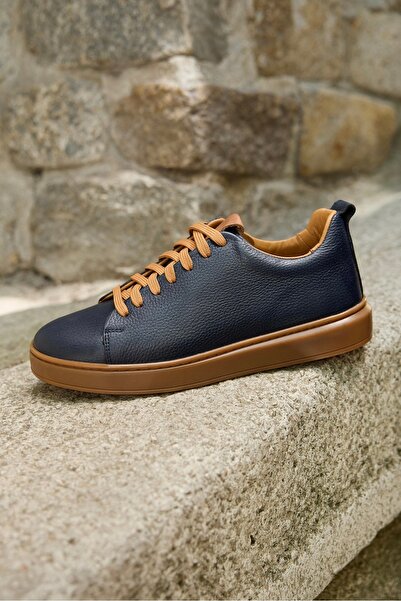 Vantaggio Atlas Navy Lace-Up Leather Men's Sneakers