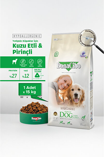 BonaCibo Adult Dog Lamb Rice Kuzu Etli Köpek Maması 15 Kg