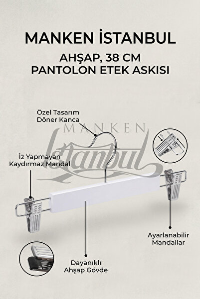Manken İstanbul Deluxe drveni vješalica za pantalone i suknje od 5 delova u c...