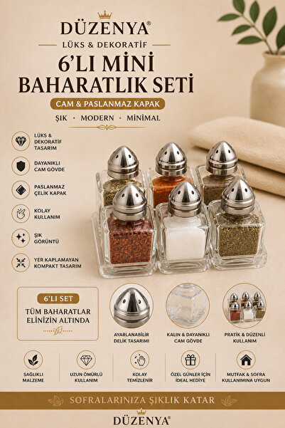 düzenya 6 adet kare baharatlık