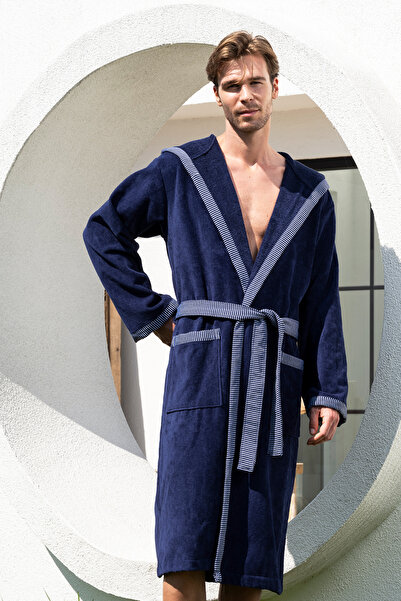 "Marin Bleu" Erkek Bornozu %100 Pamuk