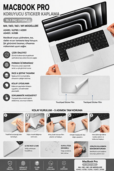 Mcstorey Macbook Pro Kılıf 16.2 inç M4 M3 M2 M1 Sticker Kaplama Koruyucu A248...