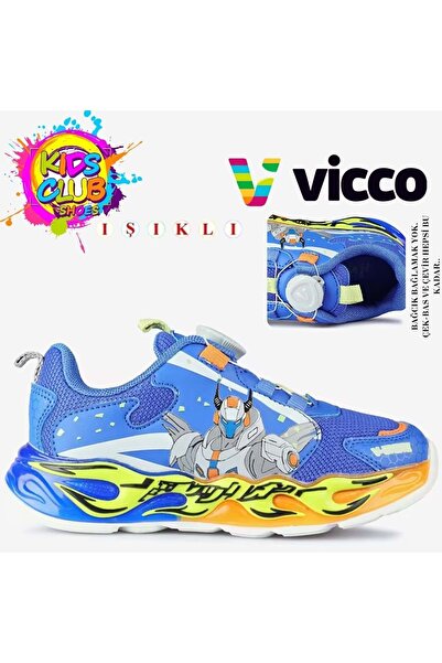 Vicco Lotus Akıllı Bağcıklı Işıklı Ortopedik Çocuk Spor Ayakkabı MAVİ