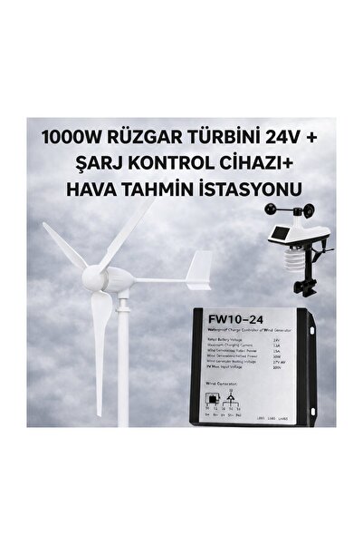 Naier 1000W/24V Rüzgar Türbini + Hava  İstasyonu + Şarz Kontrol Cihazı