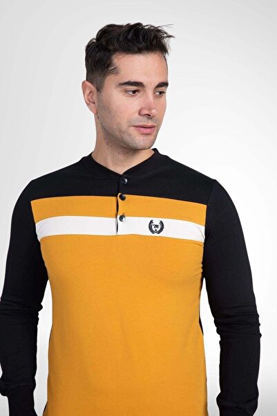 Mecit Pijama Mecit 2763 Sarı %100 Pamuk Büyük Beden Erkek Pijama Takımı