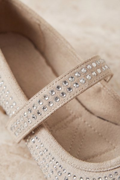 Liarca Women's Beige Stone Ballerina Shoes – Stylish, Comfortable, Everyday Mary Jane Casual Ballerinas - Buckle Strap Casual and