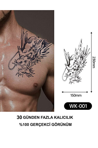 KURBE Uzak Doğu Ejderha Şansın ve Gücün Sembolü Yarı Kalıcı Dövme Mistik Ejde...