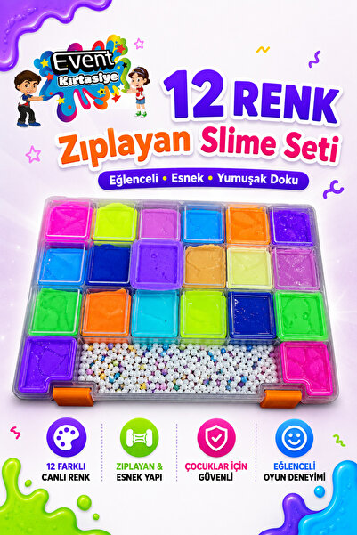 Genel Markalar Gökkuşağı Slime Kaliteli 2000 Gram 12 Renk Strafor Köpüklü