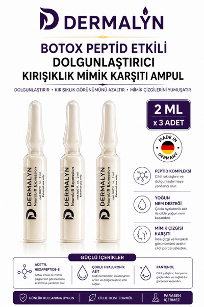 DERMALYN 3 قطع من أمبولات البوتوكس الببتيدية الفعالة لملء البشرة ومكافحة التج...