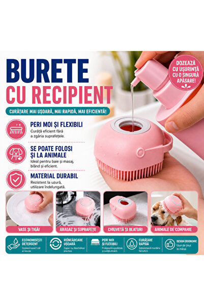 SMARTECH Burete de baie din silicon - perie moale mini, reutilizabilă