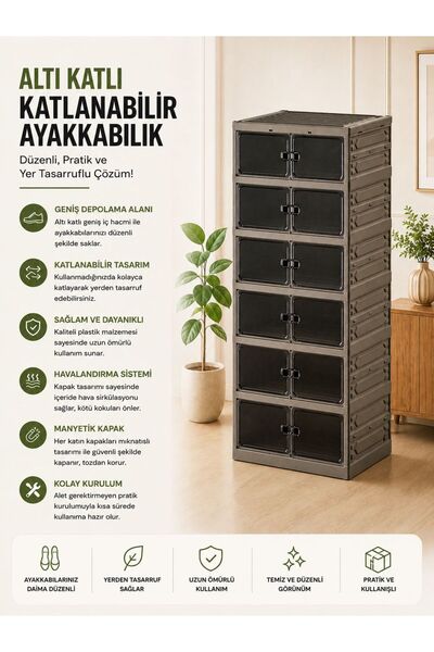 Myplas 6katlı Katlanabilir Portatif Büyük Boy Kapasiteli Taşınabilir Organize...
