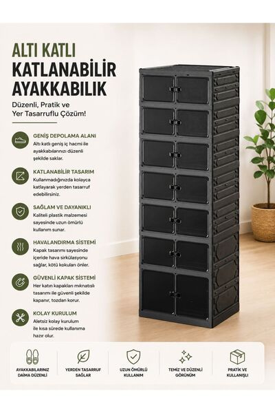 Myplas 6katlı Katlanabilir Portatif Büyük Boy Kapasiteli Taşınabilir Organize...