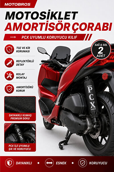 Motobros Honda Pcx Amortisör Çorabı Su Ve Çamur Geçirmez Reflektörlü