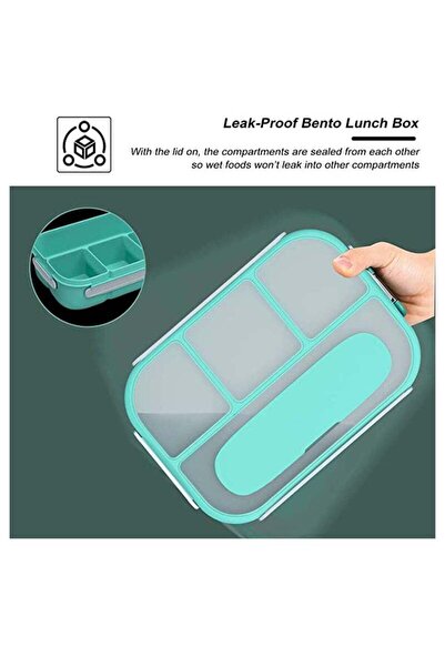 Arabest 1300ml Bento Box with 4 Compartments & Fork, Leak-Proof Lunch Contain...