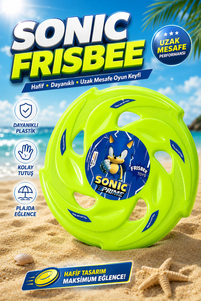 viyol marketim Sonic Prime Lisanslı Frizbi Oyuncak – Dayanıklı Uçan Disk – Ço...