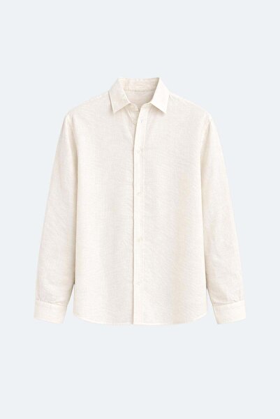 VAMOSCLO Textured Linen Look Oversize Shirt Natural