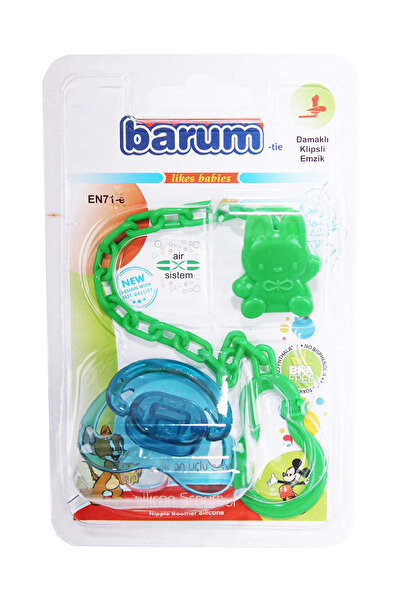 Barum Damaklı Klipsli Yeşil Askılı Emzik 18-24 Ay